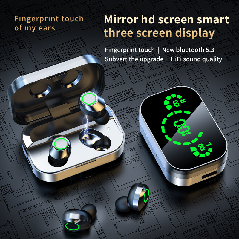 YD03 Wireless Earbuds – TWS Bluetooth 5.3 with LED Display & Breathing Light